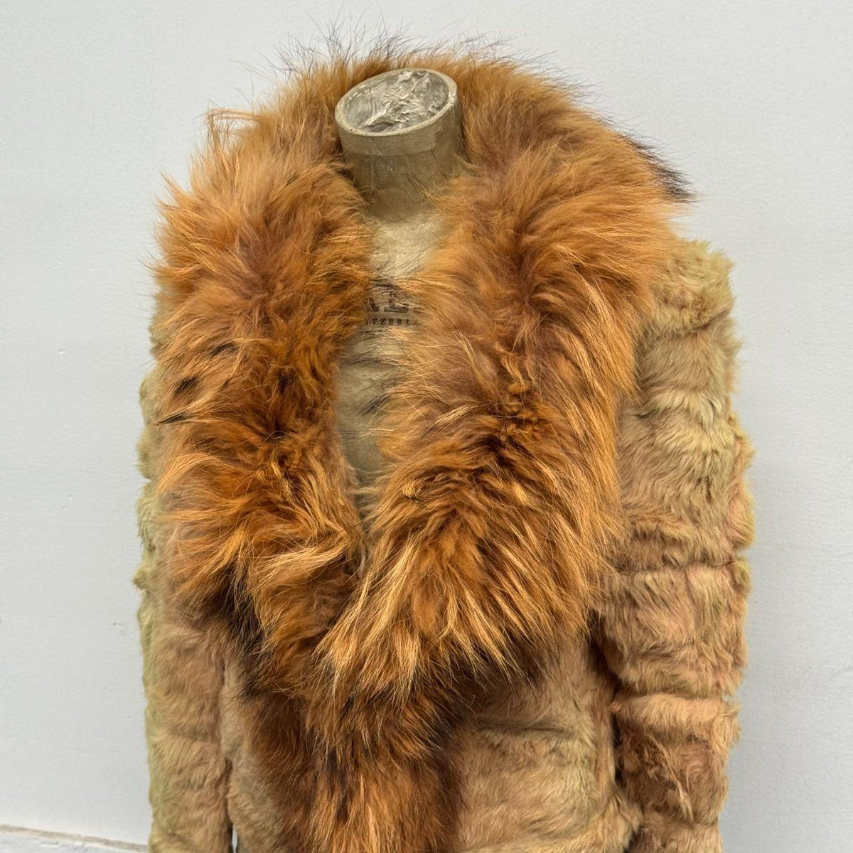 Vintage Y2K Gray Real Raccoon Fur Jacket Coat