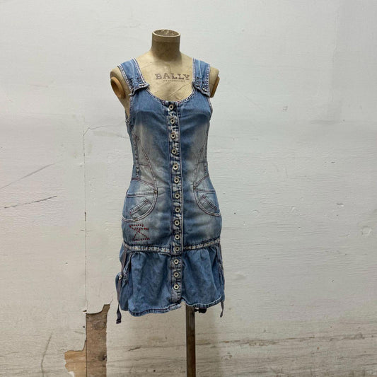 Vintage R867 Avant-Garde Paneled Denim Mini Dress