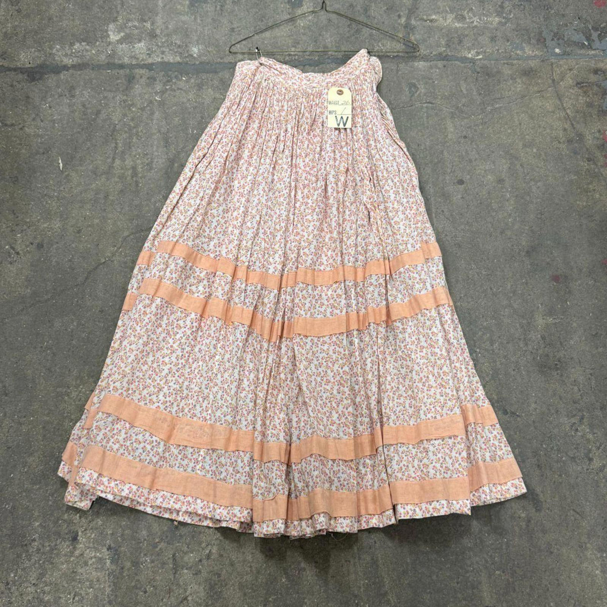 Vintage Film Costume 50s Does Victorian Western Style Prairie Maxi Skirt Pink