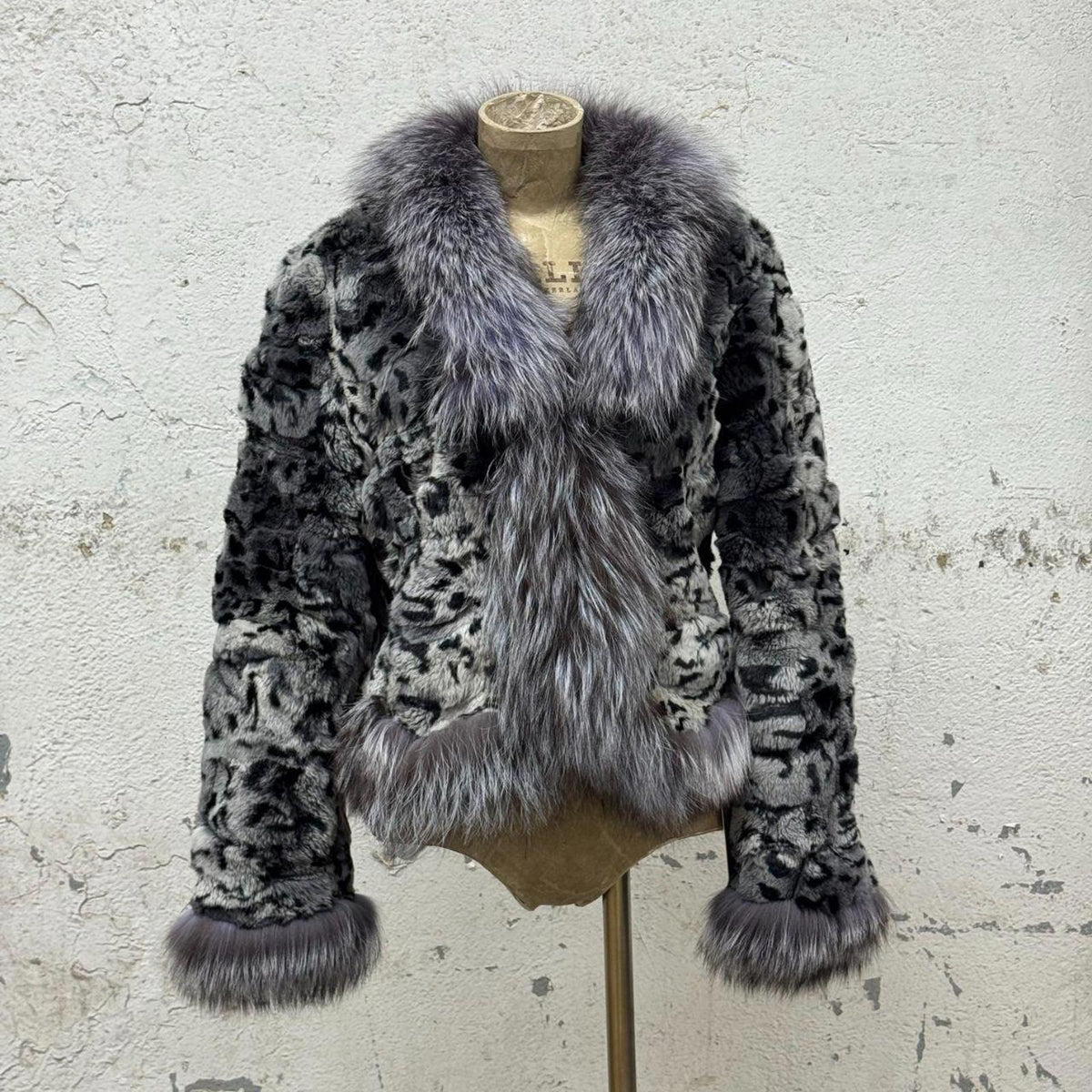Vintage Y2K Rabbit & Silver Fox Fur Jacket Coat