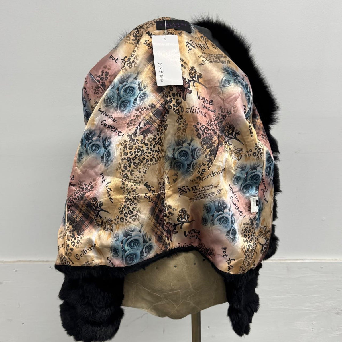 Vintage Y2K Black Rabbit & Fox Fur Jacket Coat