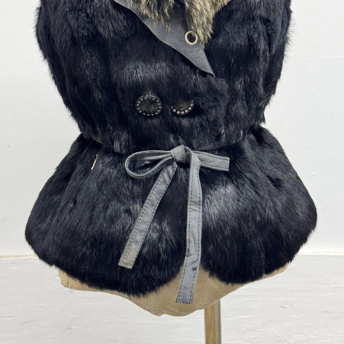 Vintage Black Fox Fur & Rabbit Fur Vest