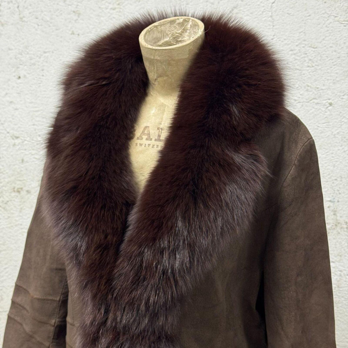 Y2K Vintage Chocolate Suede & Fox Fur Penny Lane Afghan Coat