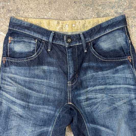Vintage EDWIN E-Function 503 EF593 Cropped Capri Denim Jeans Y2K