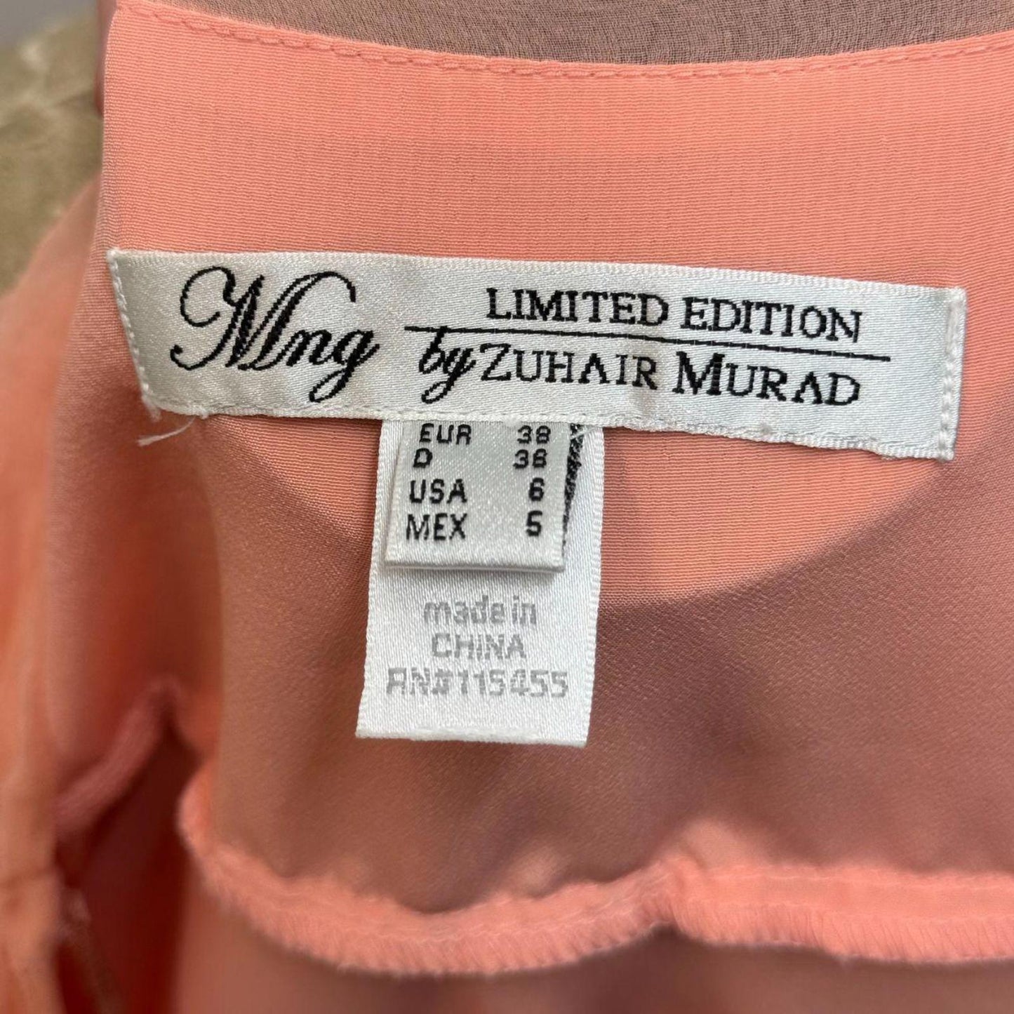 MNG by Zuhair Murad Silk Layered Skirt Y2K Vintage Boho Peach Pink Lace 6 Rare