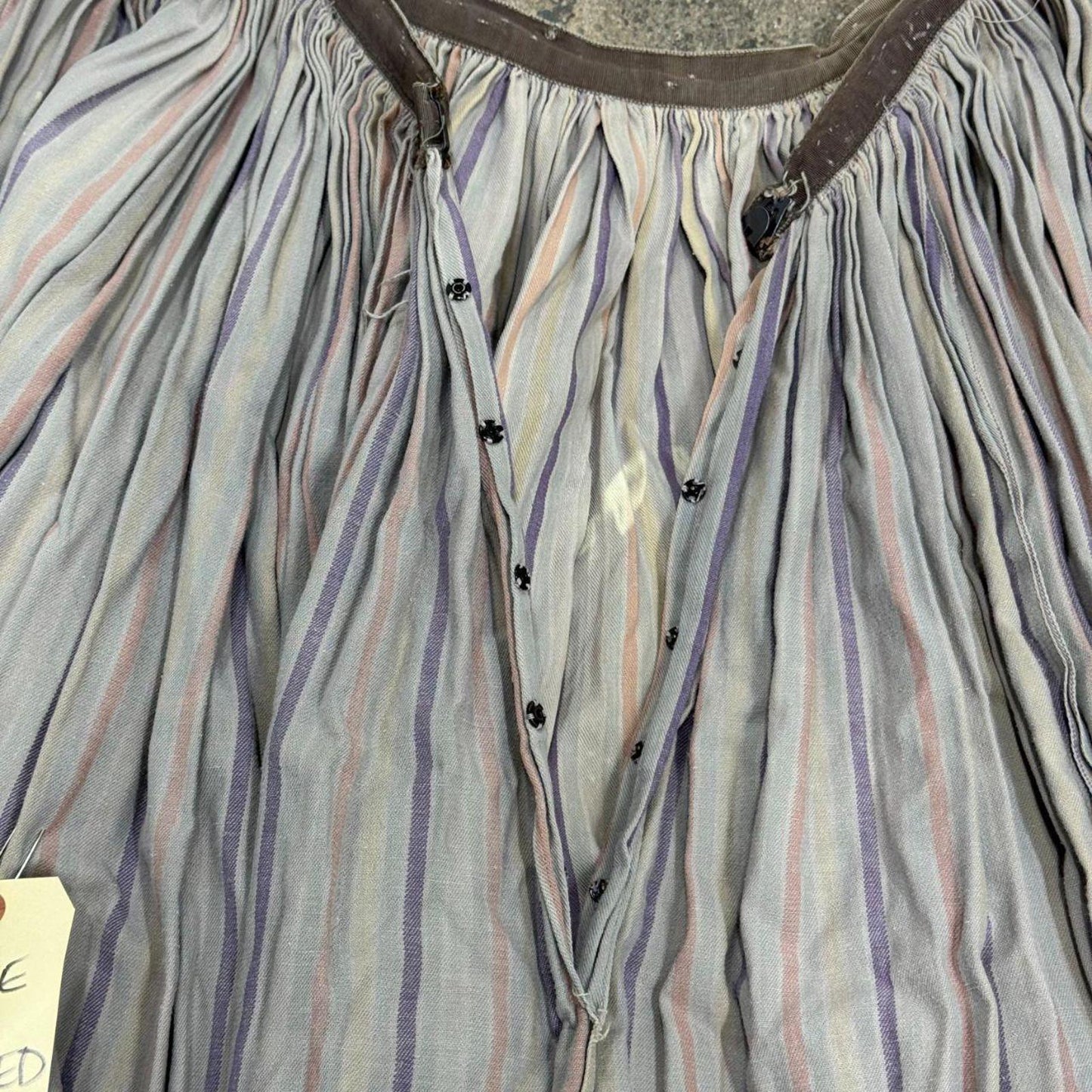 Vintage 40s does 1800s Edwardian Blue & Red Striped Cotton Prairie Maxi Skirt