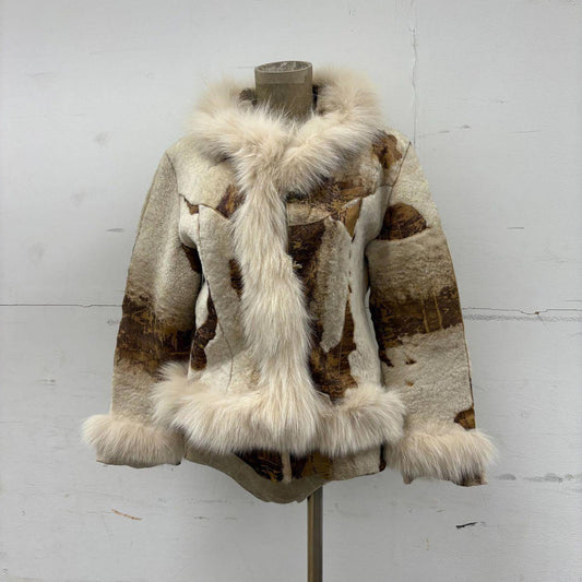 Vintage Y2K Patchwork Suede & Fox Fur "Penny Lane" Jacket