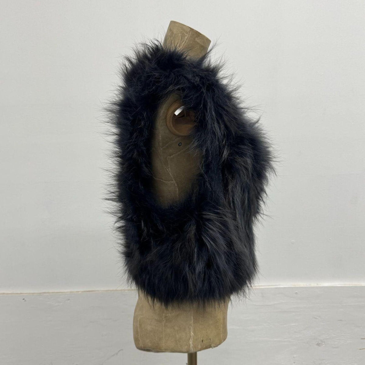 Y2K Vintage Slate Gray Highlight Genuine Fox Fur Vest