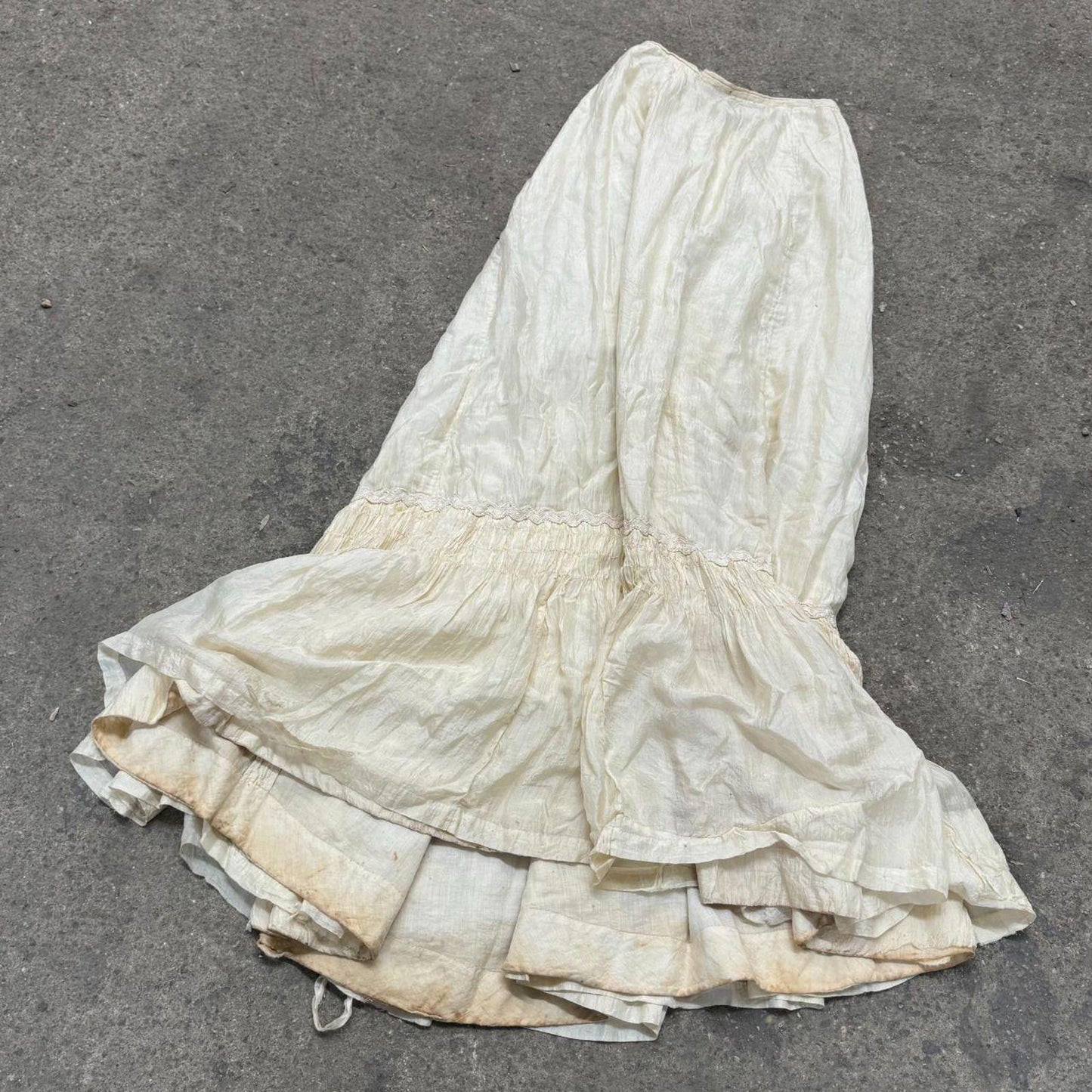 Antique Edwardian Silk Petticoat Slip Skirt XXS