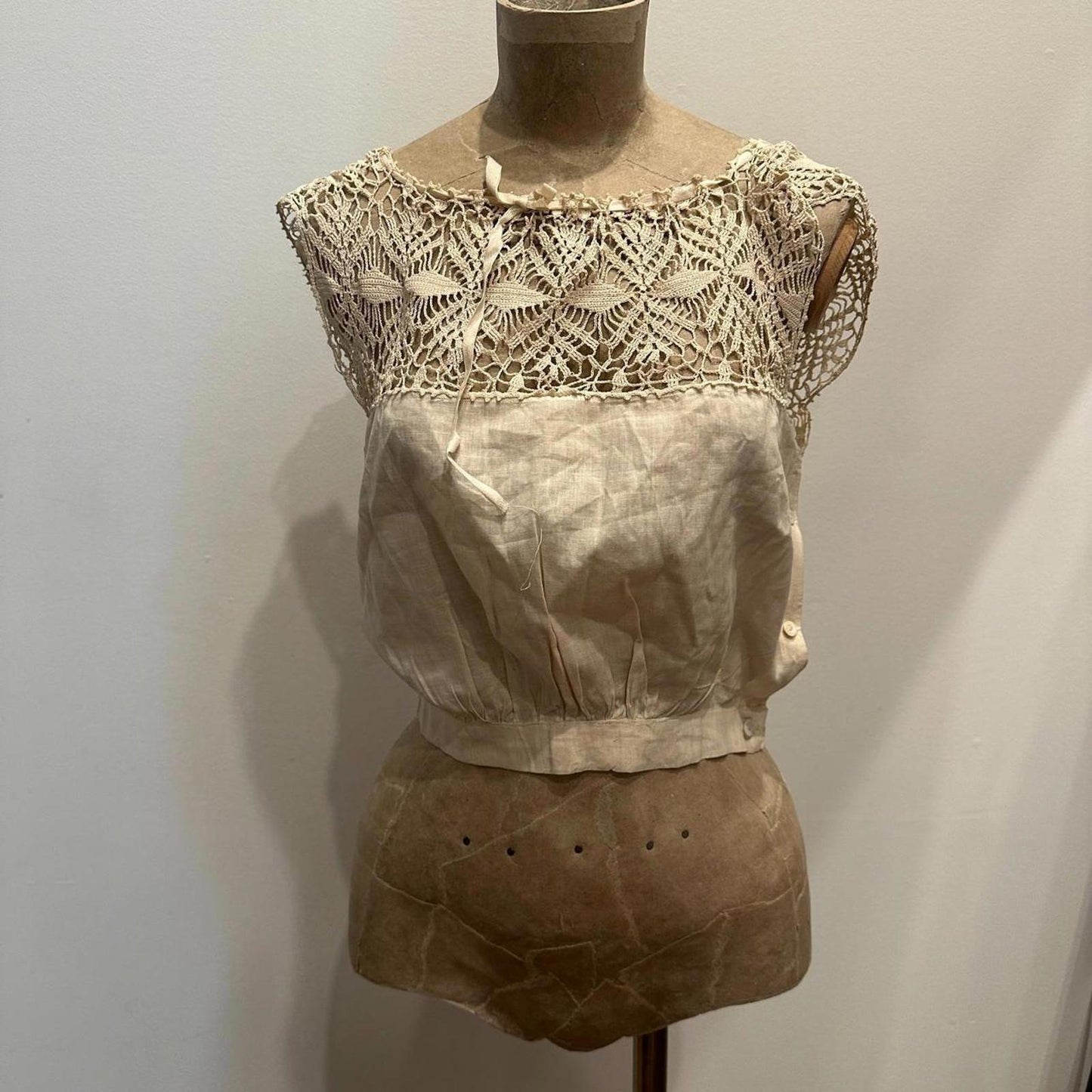 Vintage Edwardian Crochet Lace and Linen Blouse