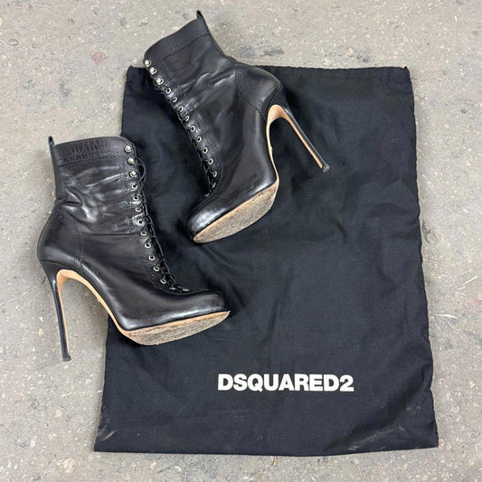 Vintage Dsquared2 Skate Moss Stiletto Ankle Boots 38