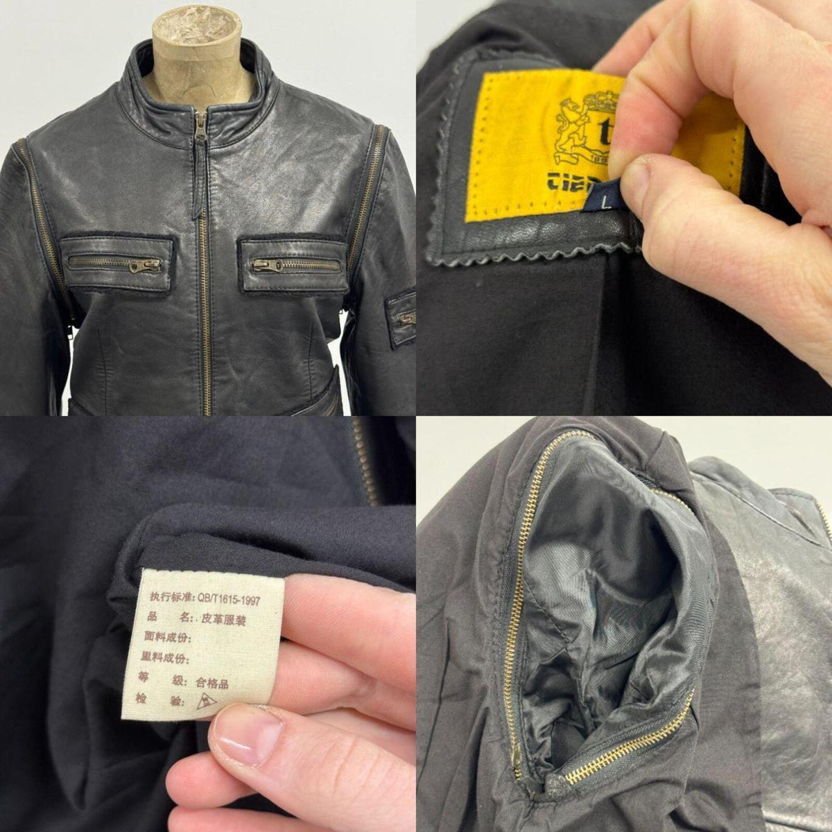 Vintage Black Detachable Sleeves Moto Leather Vest Jacket