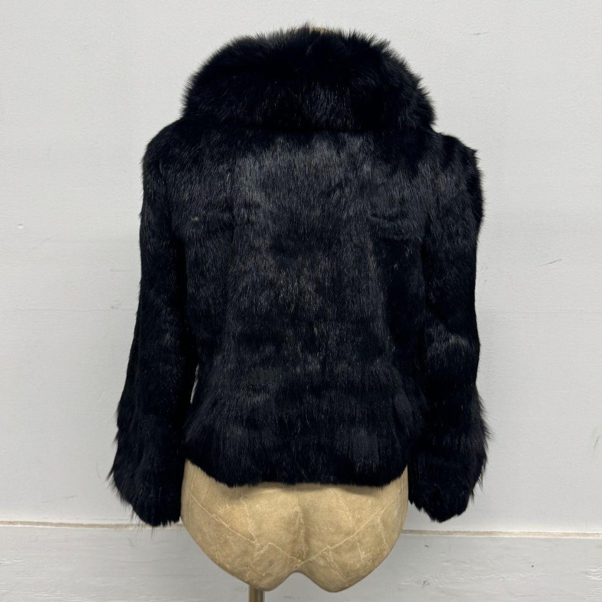 Vintage Black Rabbit & Fox Fur Coat Afghan Penny Lane Cropped Jacket