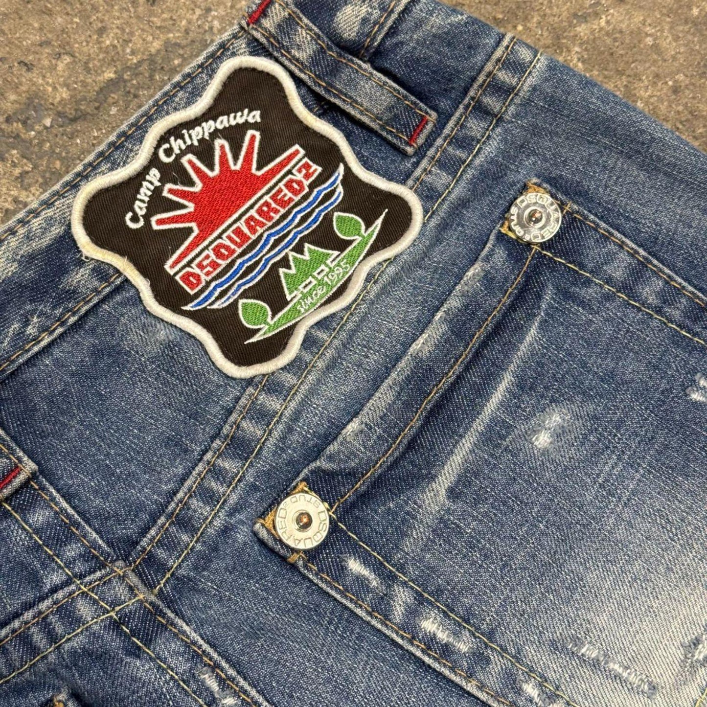 Archival Y2K Vintage Dsquared² "Camp Chippewa" Ultra Low-Rise Jeans S