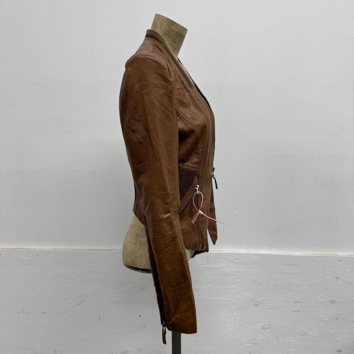 Vintage Brown Moto Asymmetric Avant Garde Leather Jacket