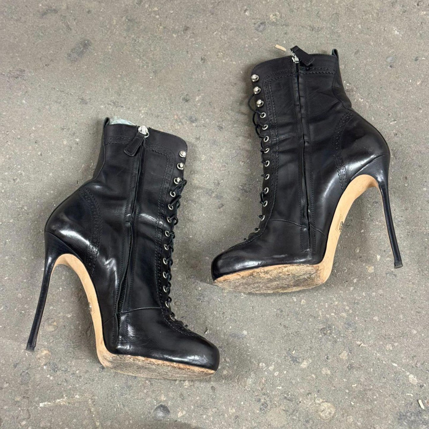 Vintage Dsquared2 Skate Moss Stiletto Ankle Boots 38