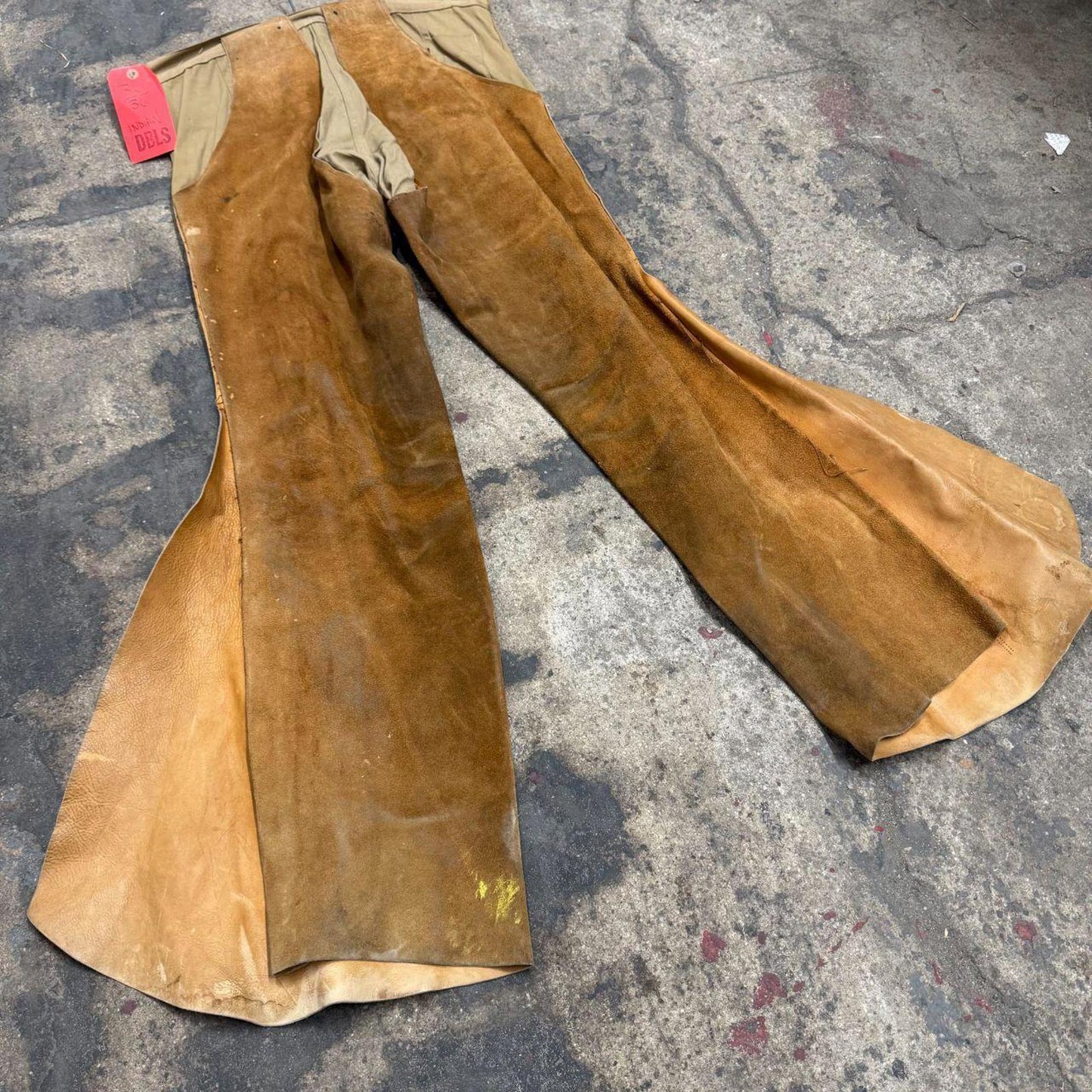Vintage 1940s 50s Genuine Suede Western Film Costume Chap Bellbottom Trousers