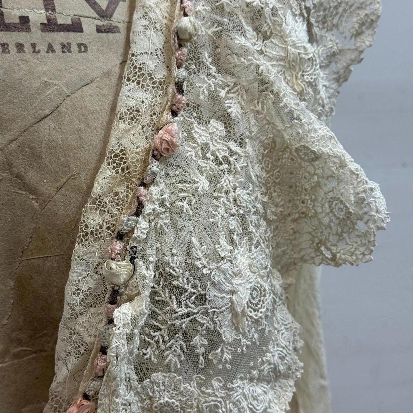 Antique Edwardian Tea Dress 1900s Bridal Wedding  Lace