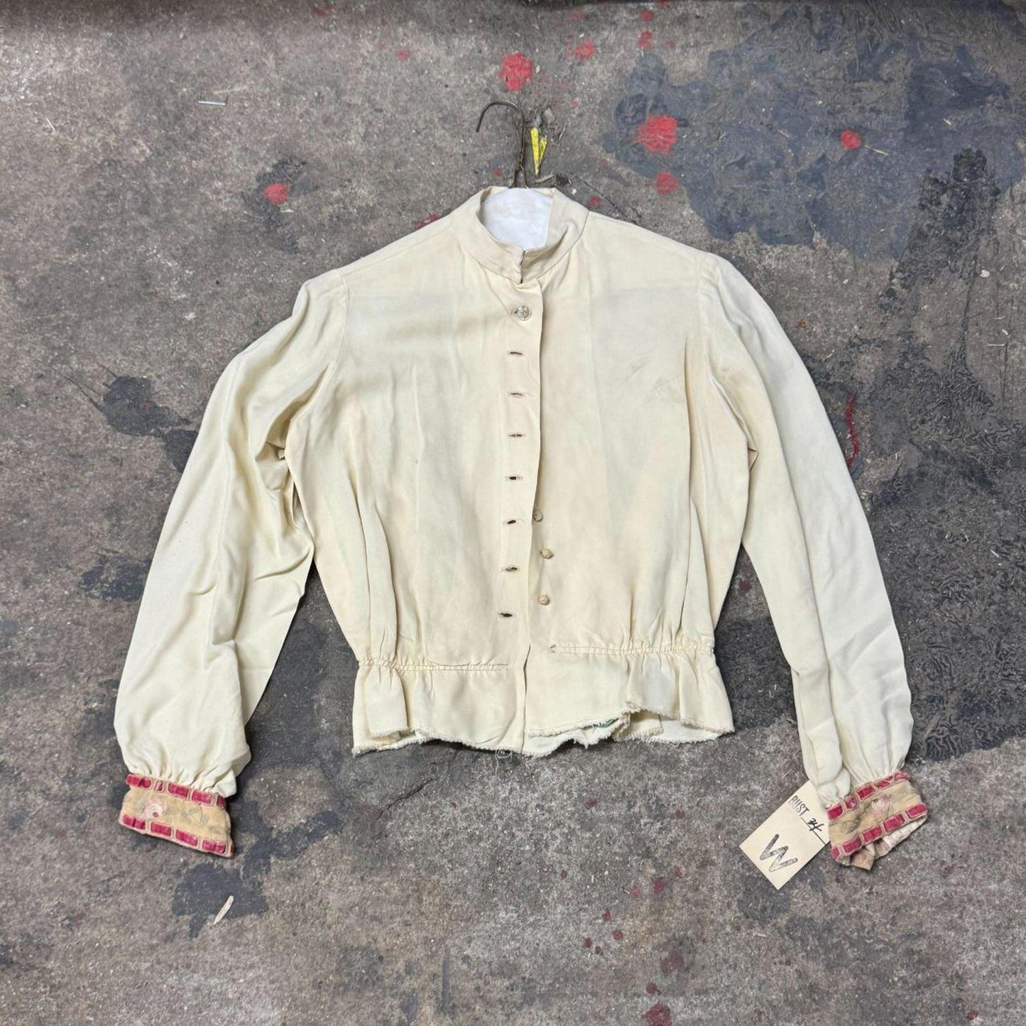 Vintage Film Costume 40s 50s Does Victorian Antique Style Cream Bodice S