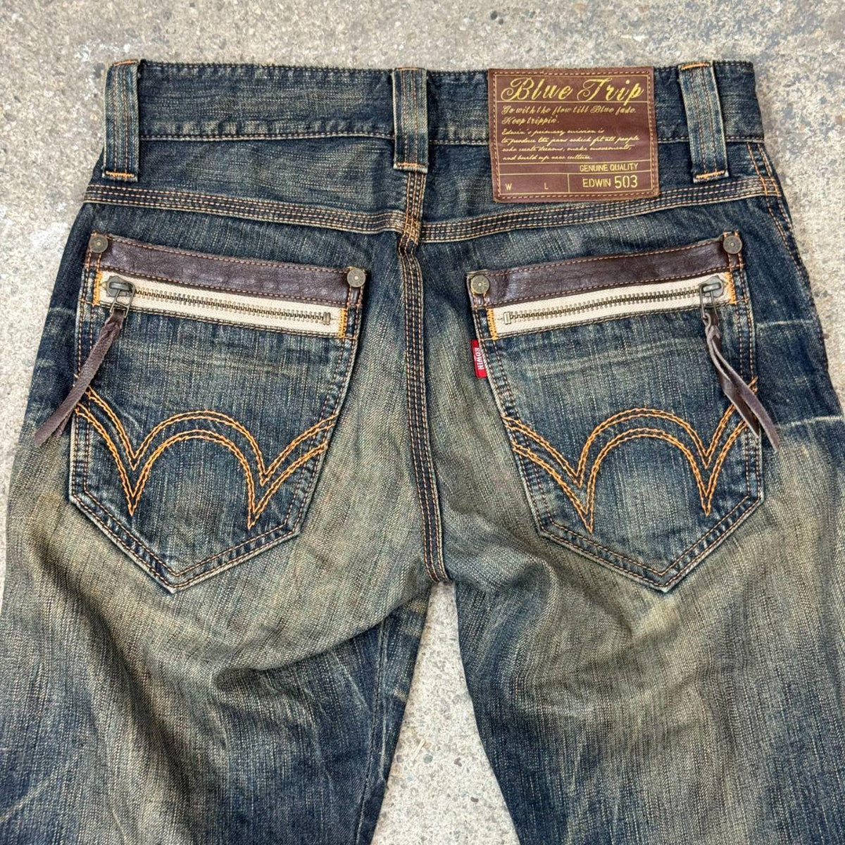 Vintage EDWIN Blue Trip BTZ503 Western Japanese Denim Jeans Y2K