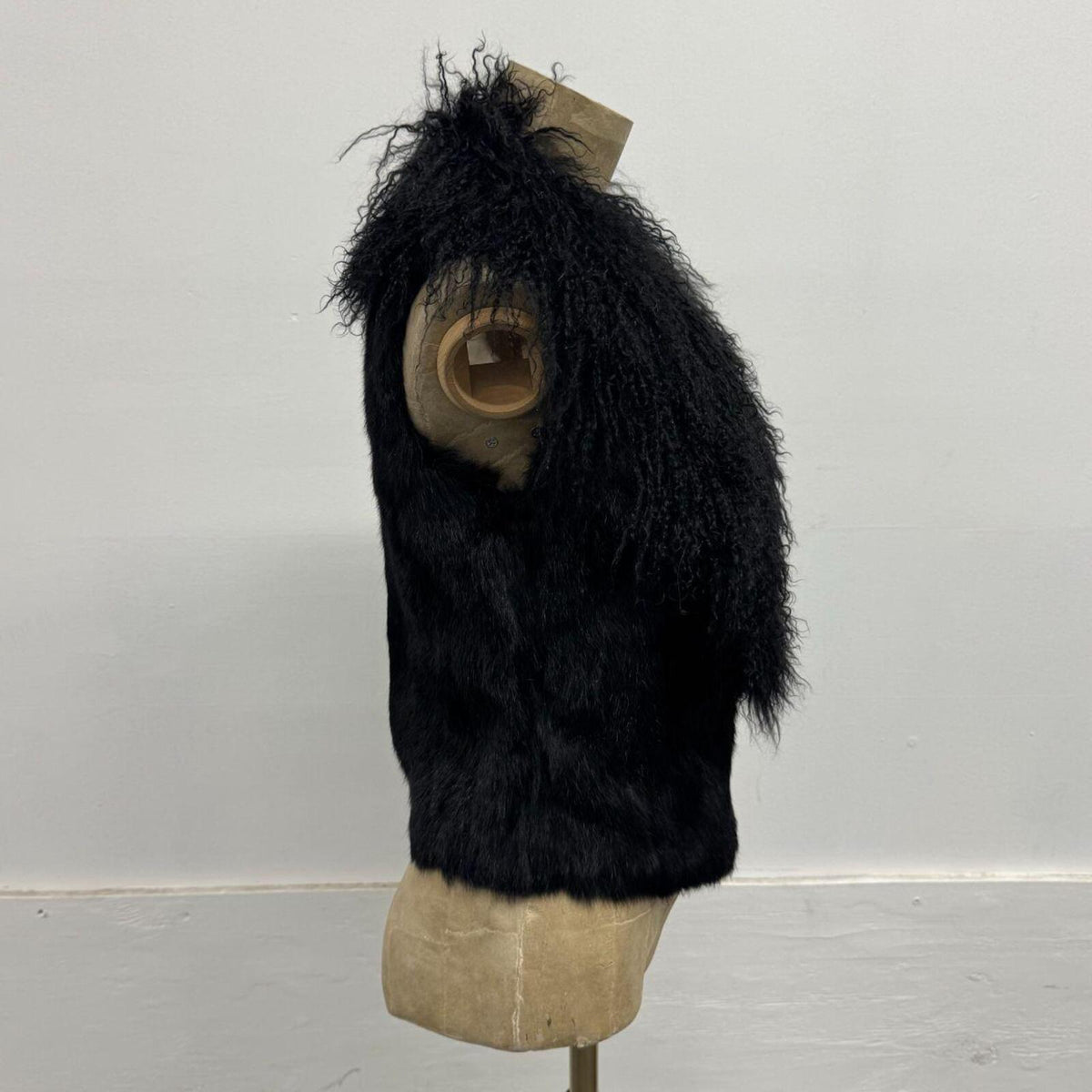 Vintage Black Y2K Mongolian Lamb & Rabbit Fur Vest
