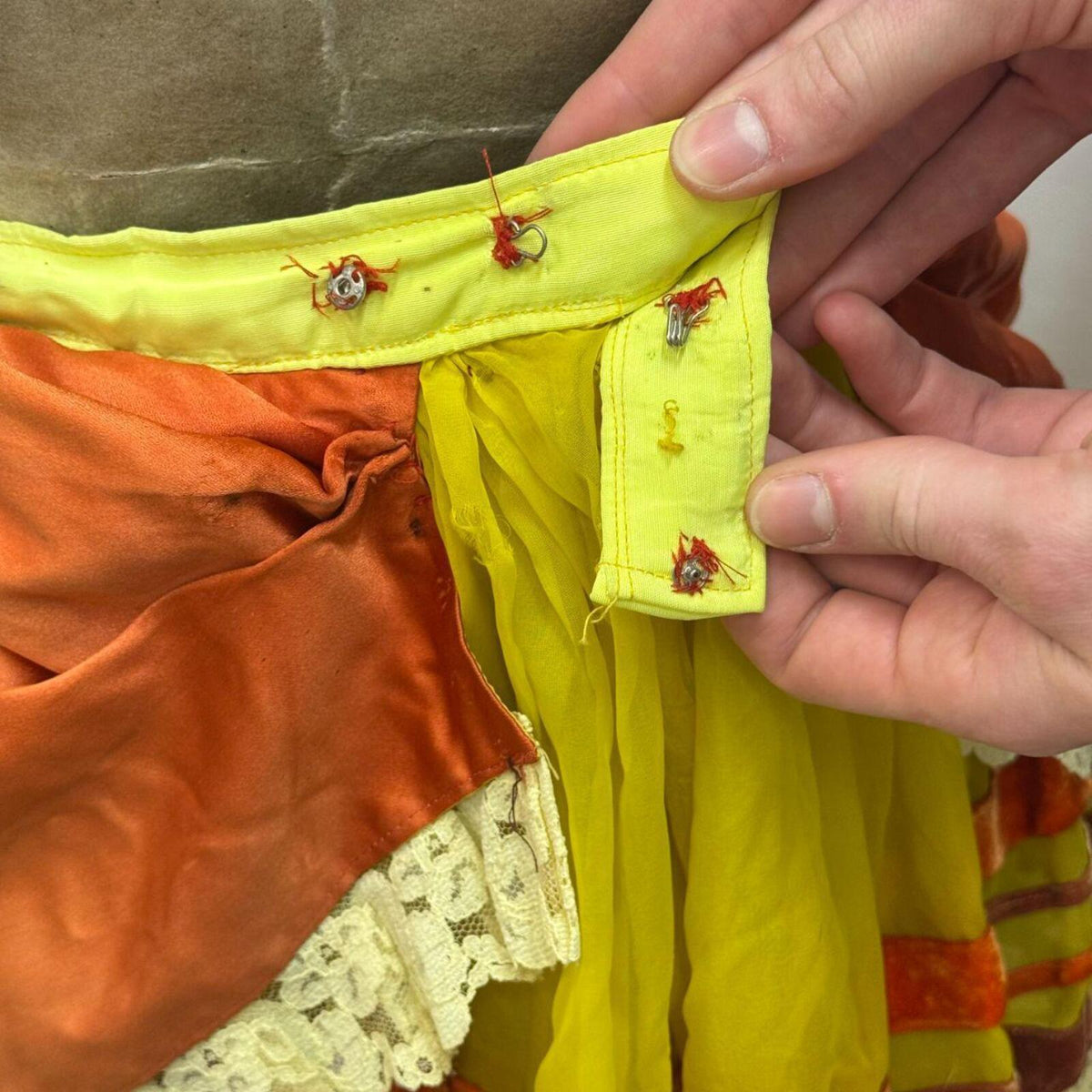 Vintage Broadway Costume 70s Sunset Tiered Performance Skirt