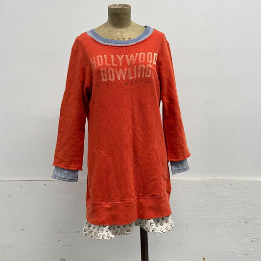 Denim & Dungaree Japanese Layered Cotton Sweatshirt Mini Dress