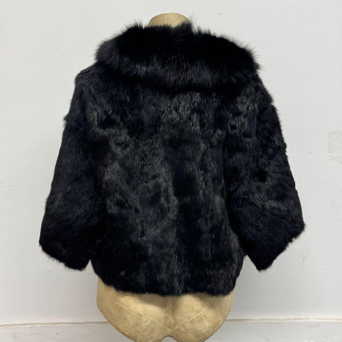 Vintage Y2K Black Rabbit & Fox Fur Jacket Coat