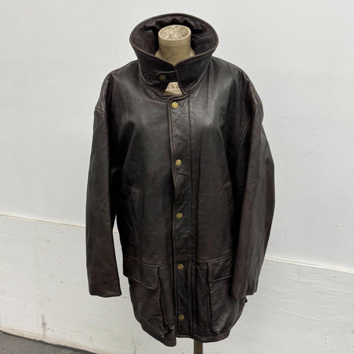 Vintage 80s C.P. Company Massimo Osti Leather Field Barn Jacket Brown L