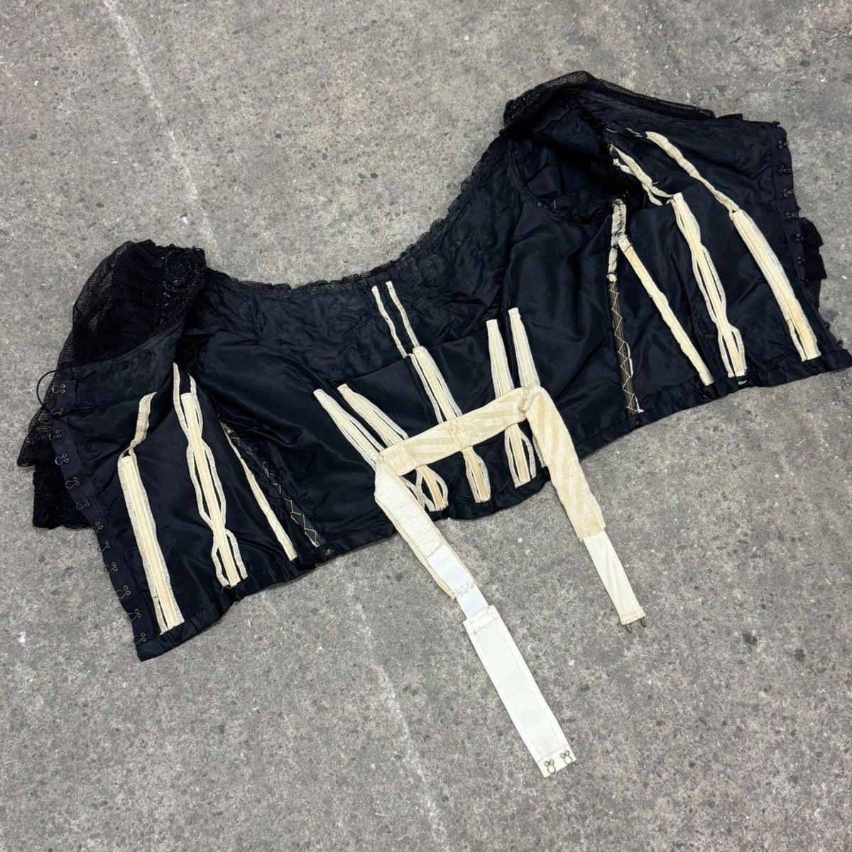 Antique Victorian Black Sequined Mourning Bodice Top