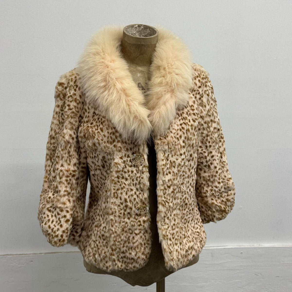 Vintage Y2K Pastel Rabbit & Fox Fur Jacket Coat