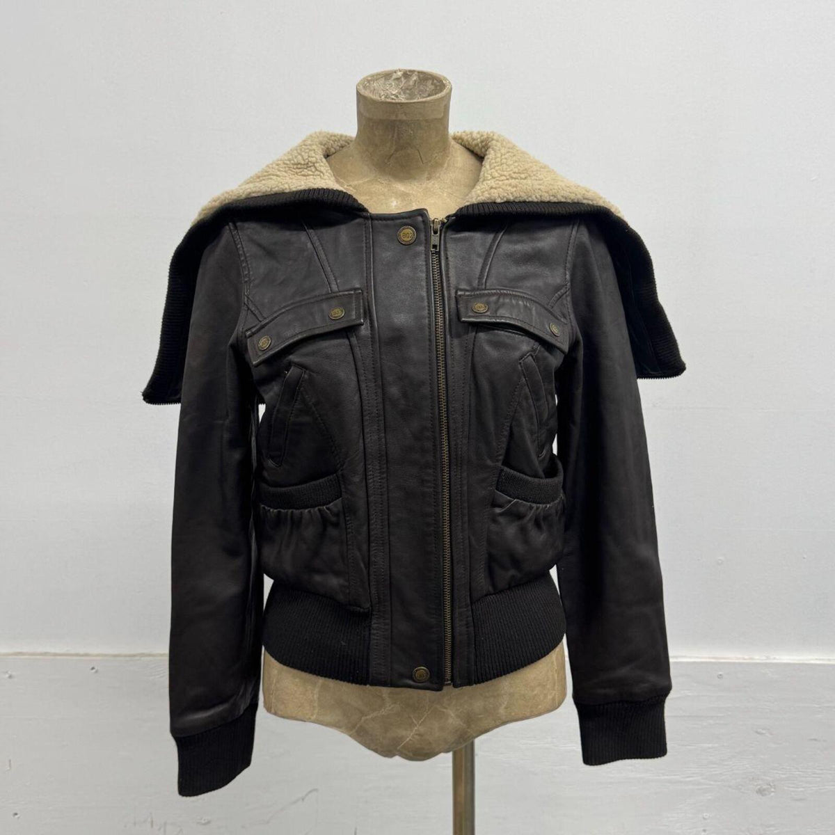 Vintage Azona AO2 Brown Lamb Nappa Leather Split-Hood Aviator Jacket