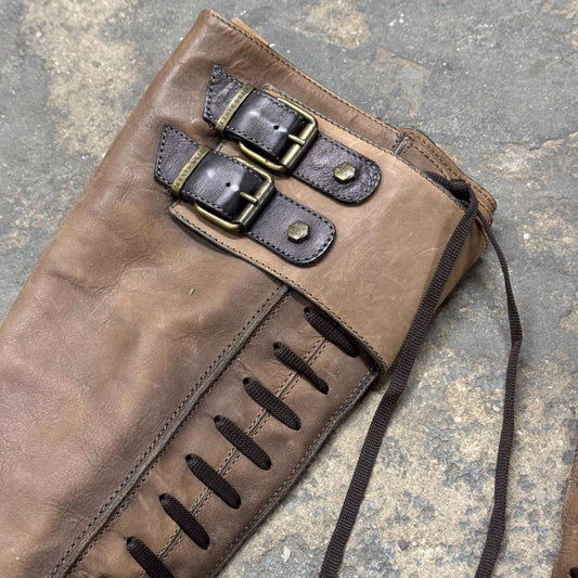 Vintage Miss Sixty brown Genuine Leather Lace-Up Tall Knee High Platform Boots