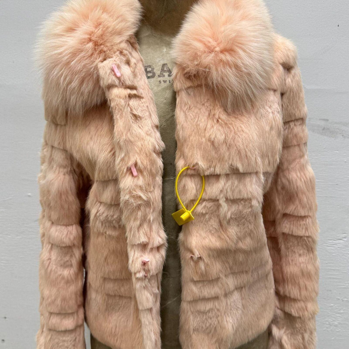 Y2K Vintage Blush Pink Rabbit & Fox Fur Jacket Coat