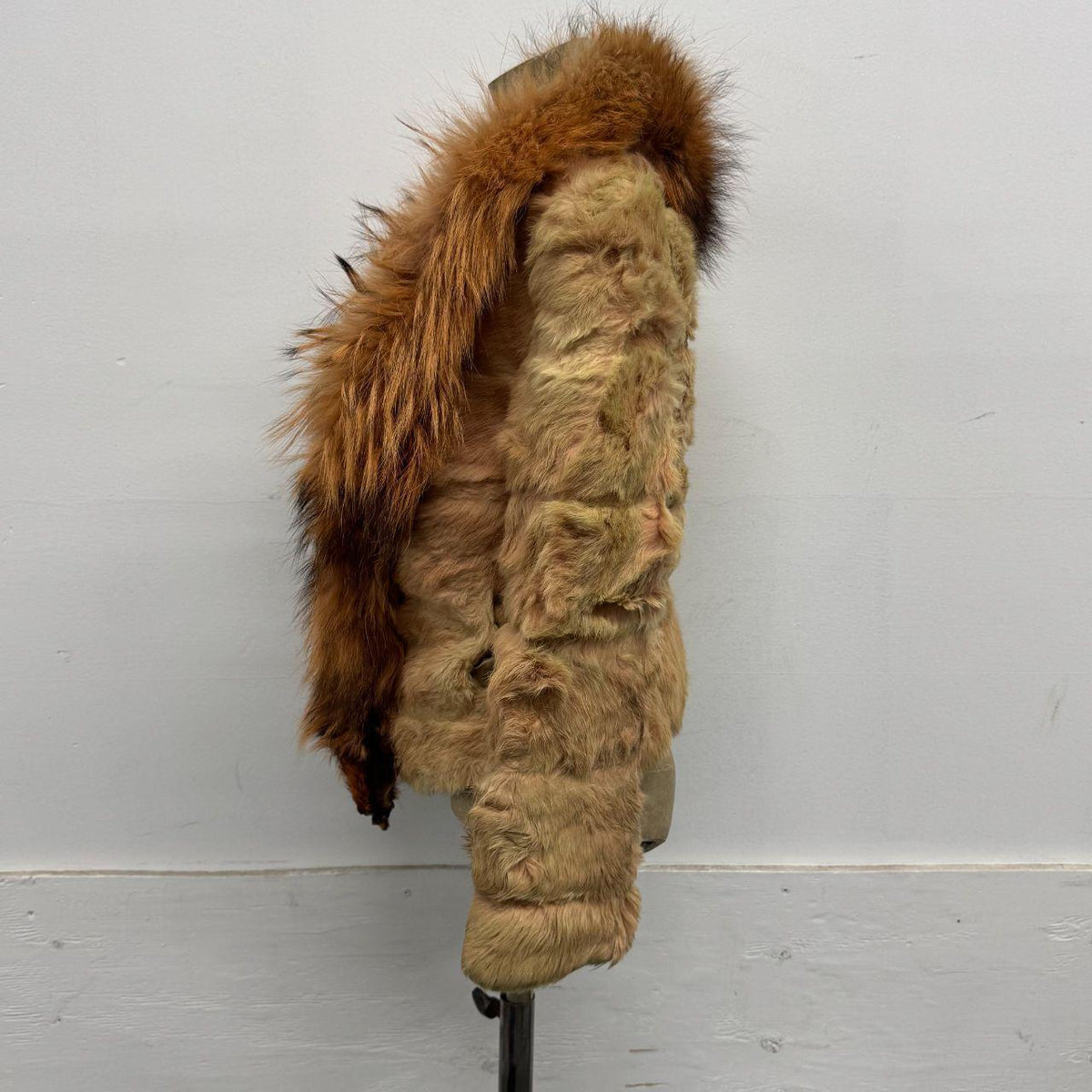 Vintage Y2K Gray Real Raccoon Fur Jacket Coat