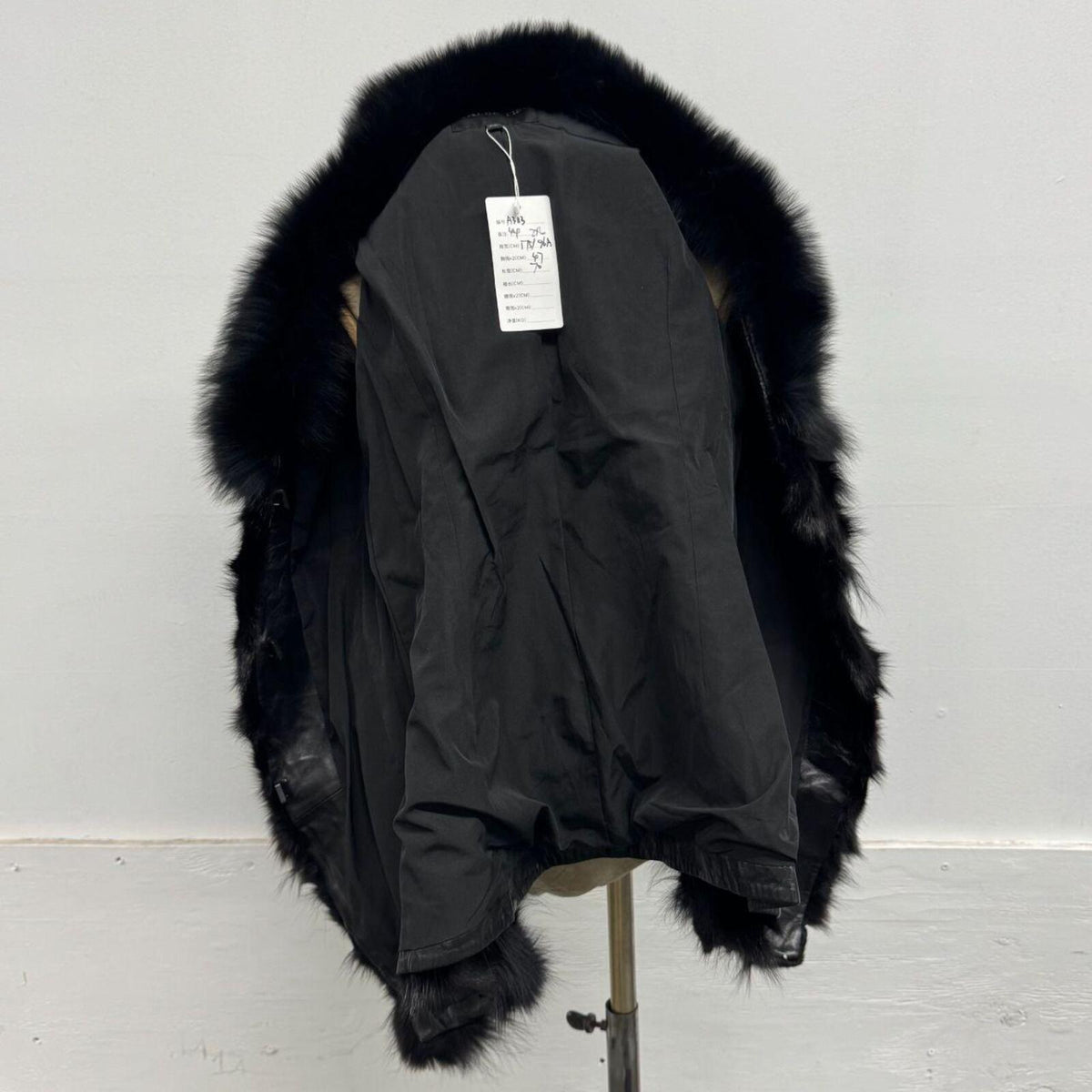 Vintage Black Full Fox Fur & Leather Vest