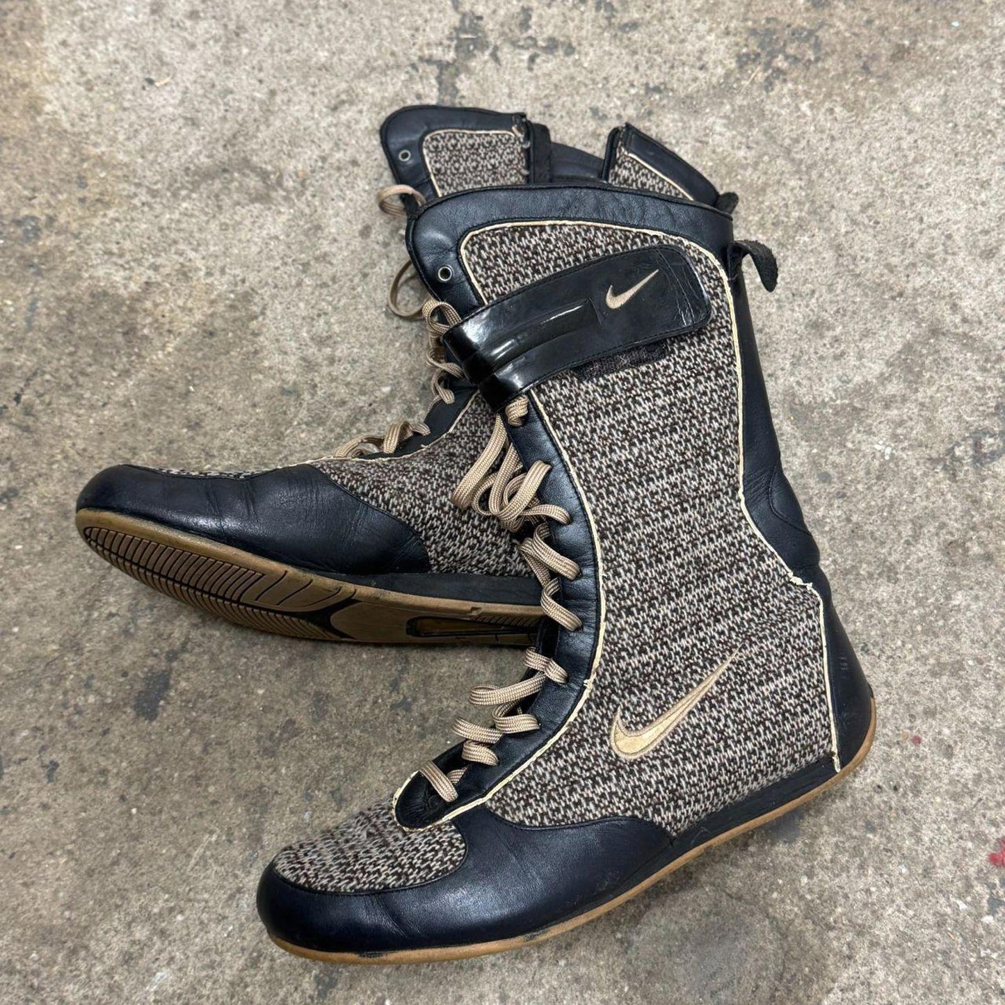 Rare Vintage Nike Boxing Boots Black Tweed Y2K