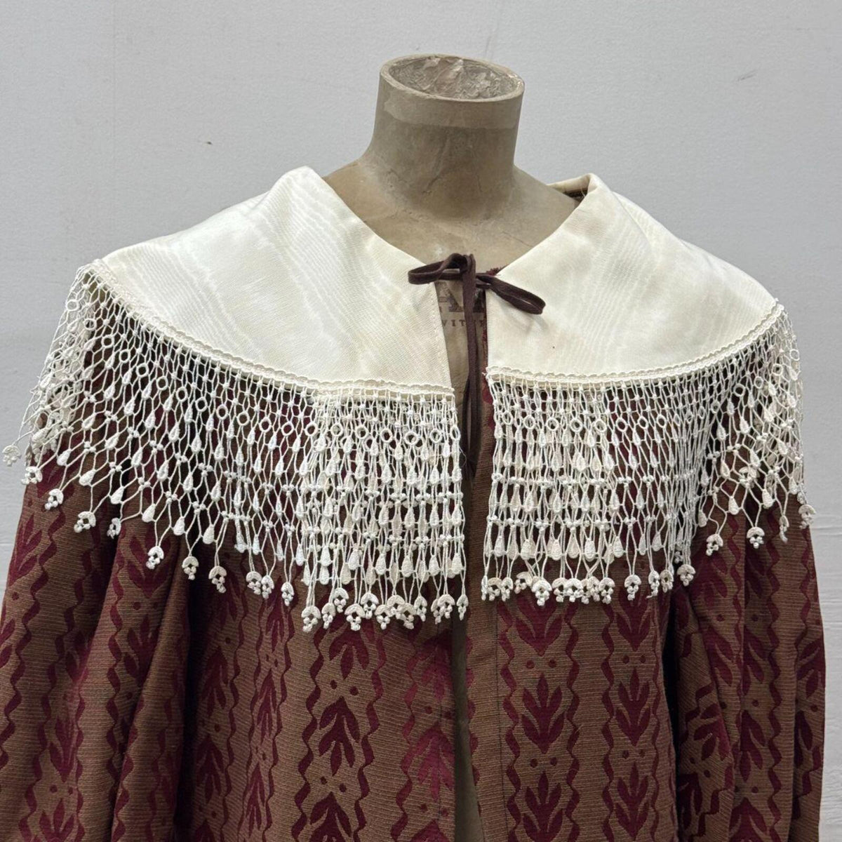 Vintage Victorian Revival Burgundy Brocade Statement Coat