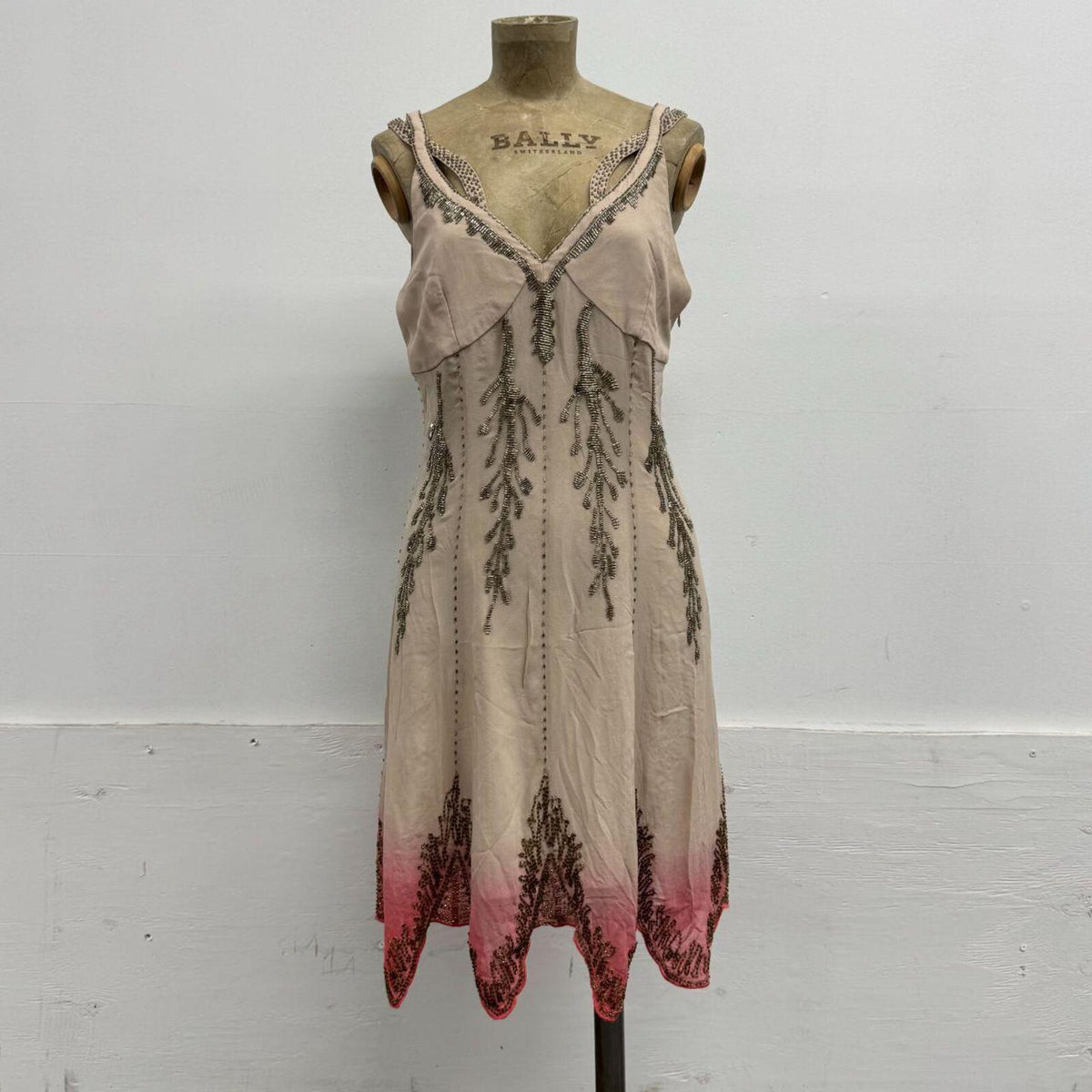 Vintage Y2K Karen Millen Ombré Beaded Silk Fairy Dress Pink