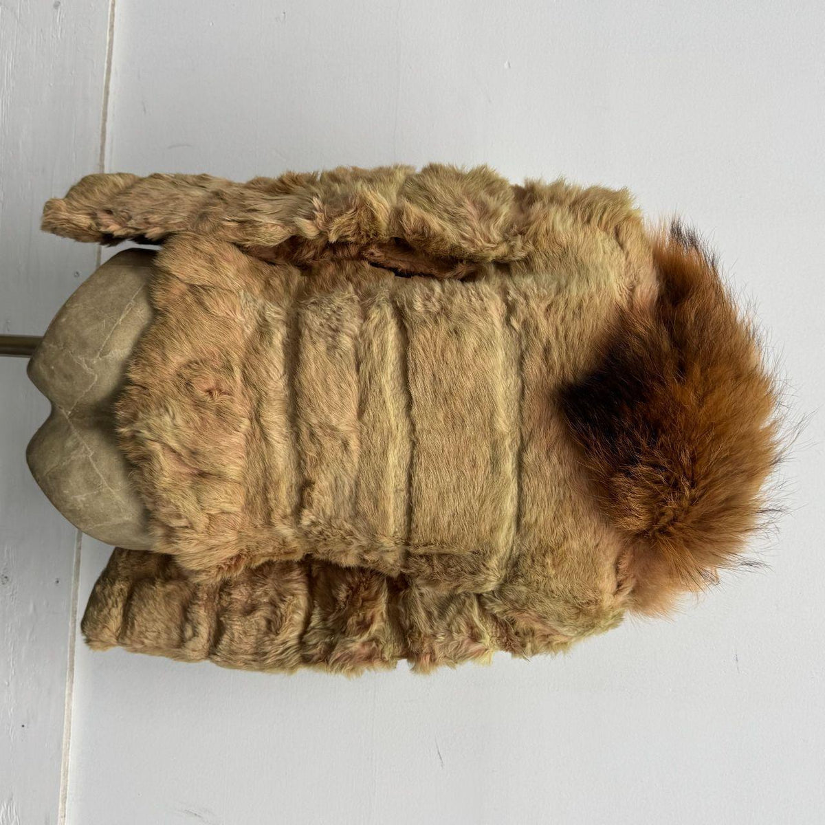 Vintage Y2K Gray Real Raccoon Fur Jacket Coat