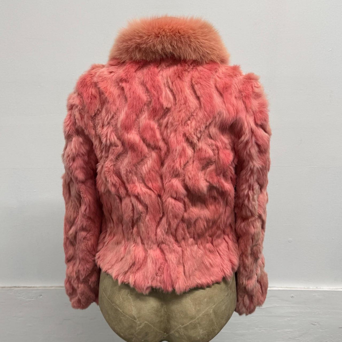 Vintage Y2K Pink Rabbit & Fox Fur Jacket Coat