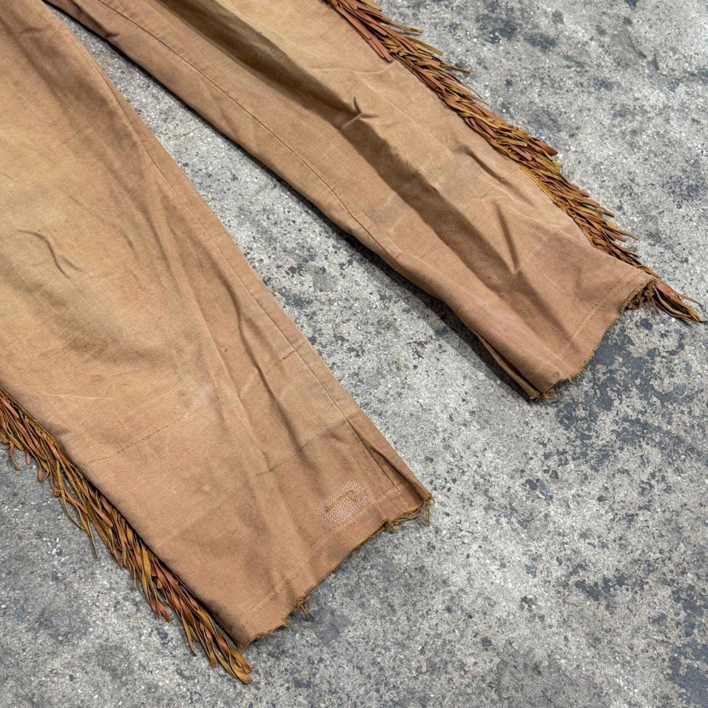 Vintage 40s 50s Faded Fringed Western Film Costume Victorian Trousers