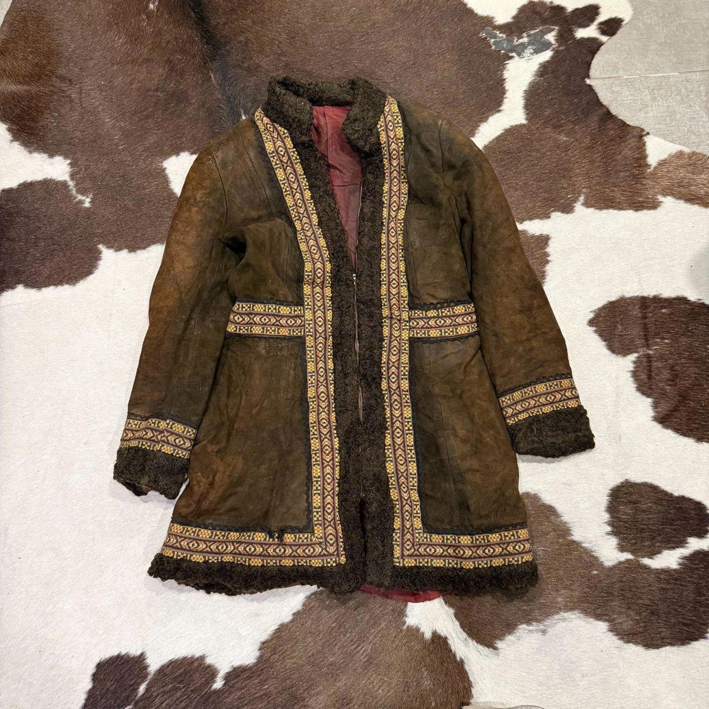 Vintage 70s Embroidered Shearling Afghan Coat