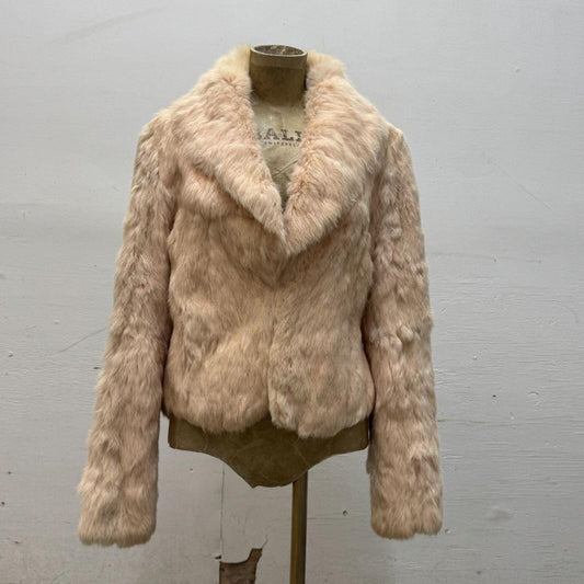 Vintage Y2K Blossom-Pink Rabbit Fur Jacket Coat