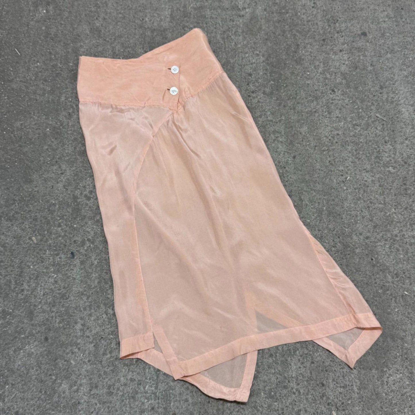90s Vintage Comme des Garçons Peach Pink Asymmetric Satin Slip Skirt