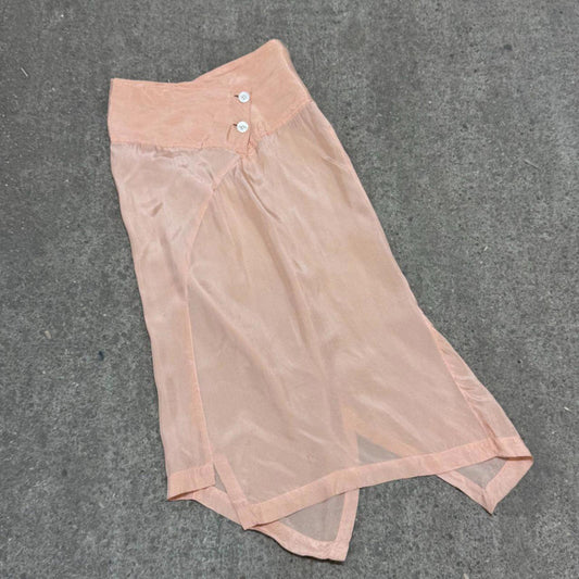 90s Vintage Comme des Garçons Peach Pink Asymmetric Satin Slip Skirt