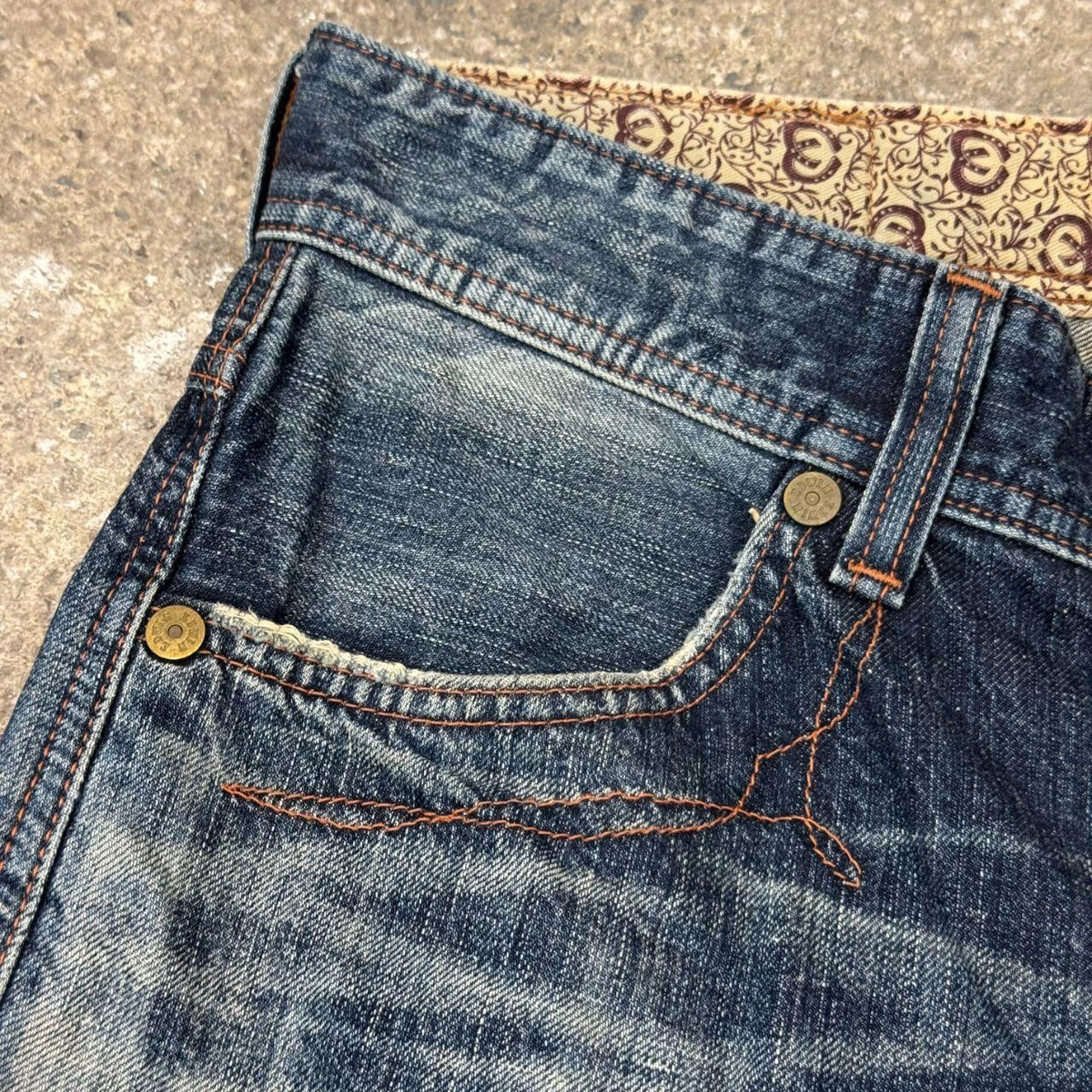 Vintage Y2K EDWIN Blue Trip 503  Wastern Stitch Japanese Denim Jeans