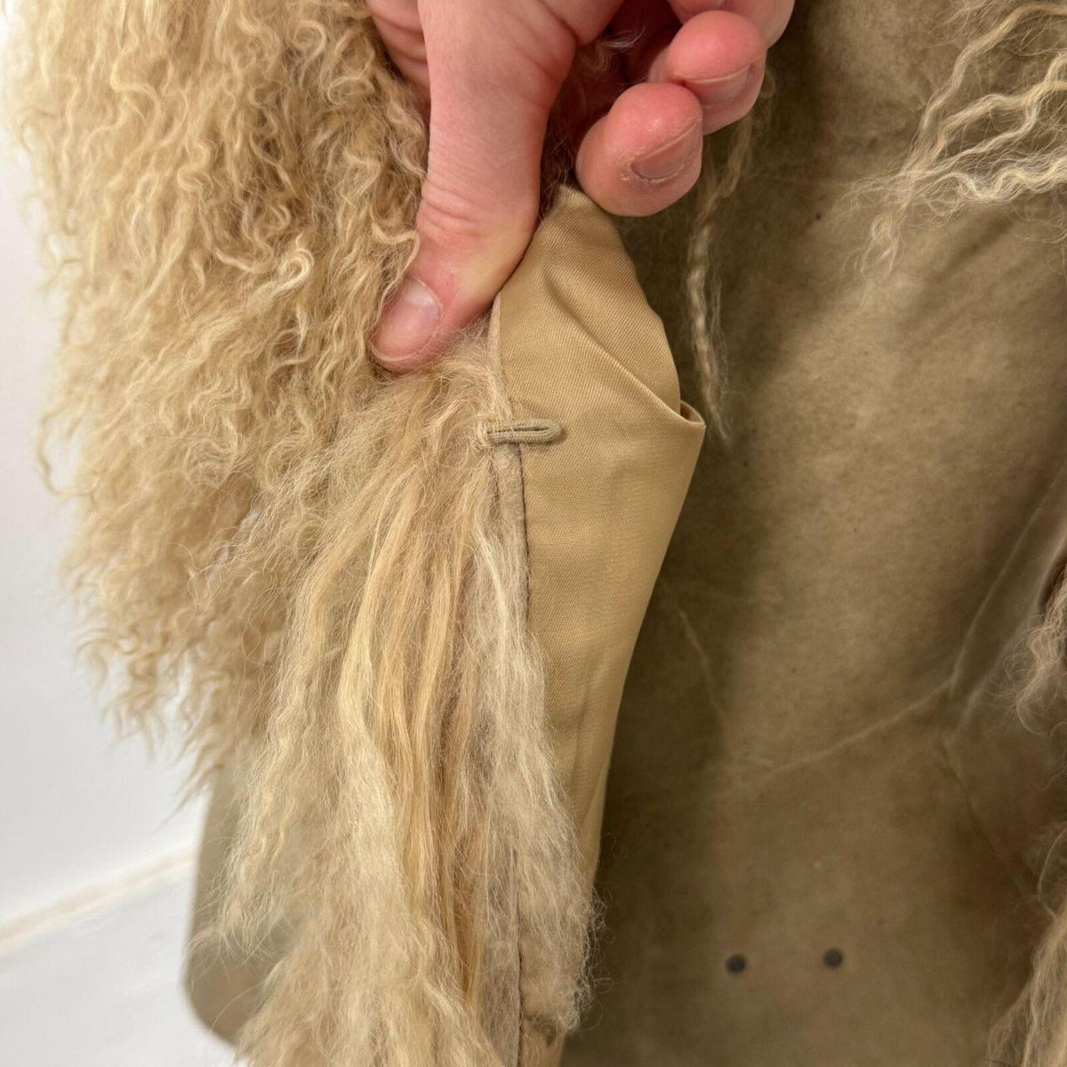 Vintage Deadstock Beige Brown Y2K Mongolian Lamb & Rabbit Fur Vest