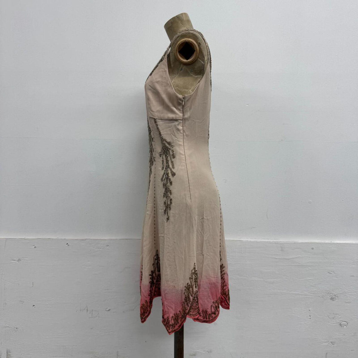 Vintage Y2K Karen Millen Ombré Beaded Silk Fairy Dress Pink