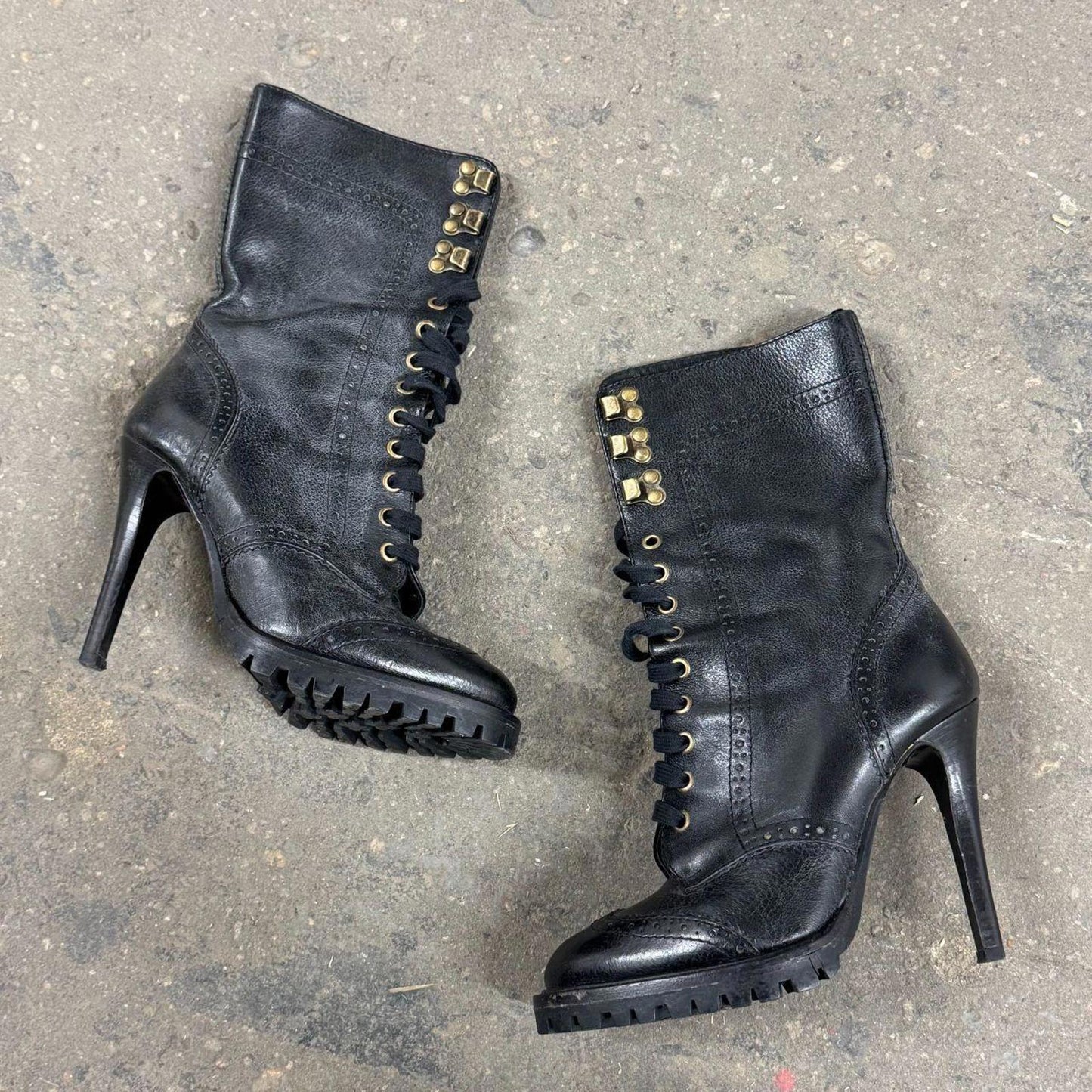 Vintage D&G Dolce & Gabbana Y2K Combat Stiletto Boots 6.5